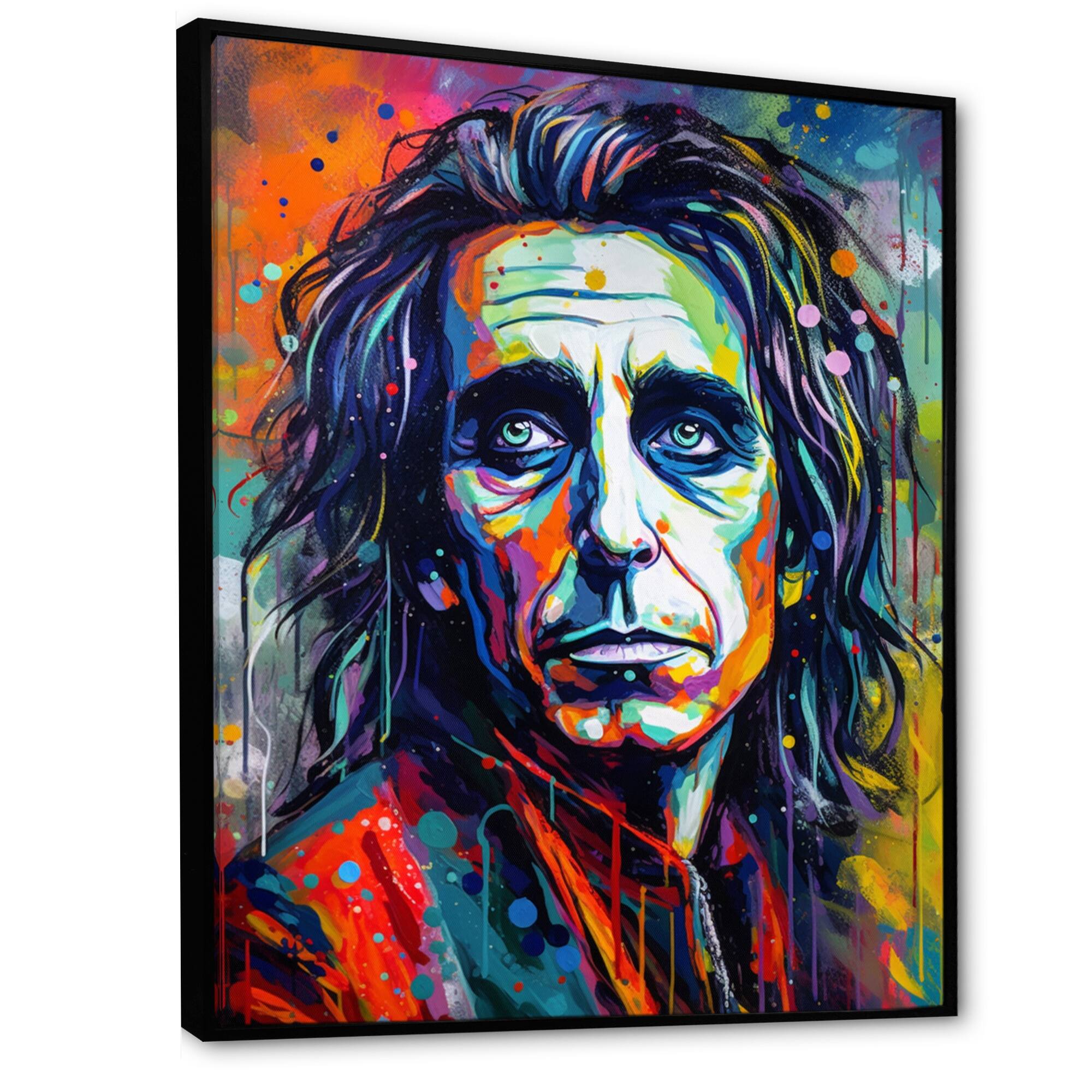 Designart "Popart Alice Rockstar Portrait II" Celebrity Framed Wall Art